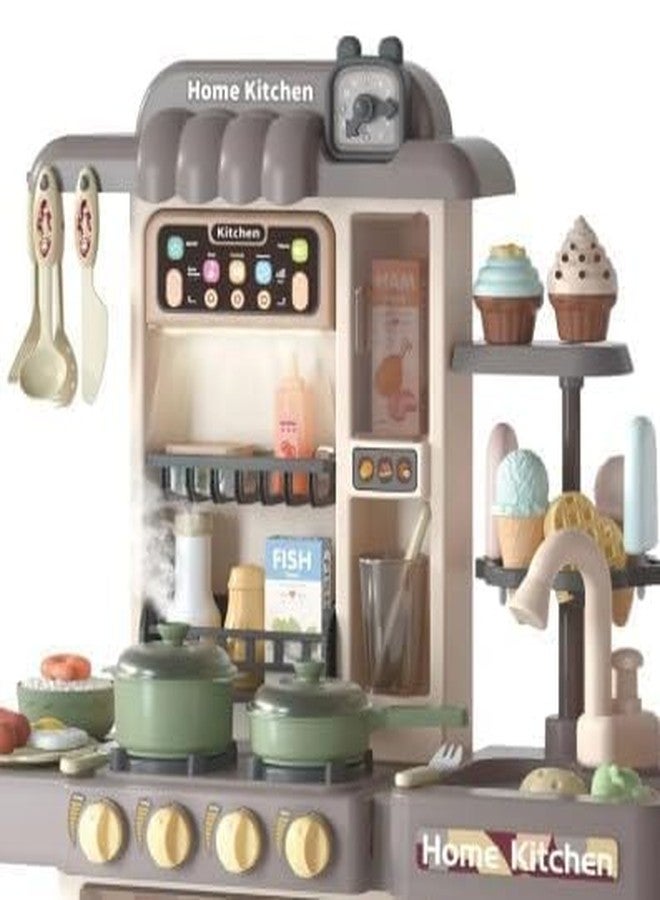 CIRBOX 38 Pcs Big Pretend Play Kitchen Set for Kids with Real Steam, Lights & Sounds | Sink, Water Flow, Utensils & Cooking Accessories | Color May Vary - Image 3